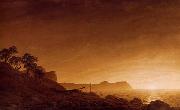 Caspar David Friedrich Blick auf Arkona mit aufgehendem Mond und Netzen painting